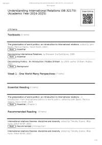 Understanding International Relations (08 32175) - University of Birmingham