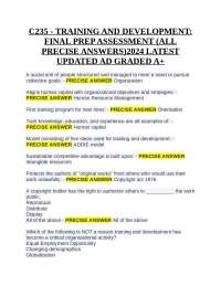 Training and Development: Final Prep Assessment