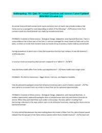 Anthropology 101: Quiz 10 | Actual Questions and Answers Latest Updated