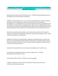 Anthropology 101: Quiz 9 | Actual Questions and Answers Latest Updated