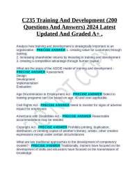 C235 Training And Development (200 Questions And Answers) 2024 Latest Updated And Graded A