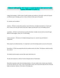 Cultural Anthropology 101: Exam 2 | Actual Questions and Answers Latest