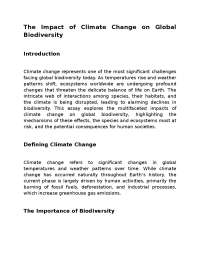 The Impact of Climate Change on Global Biodiversity