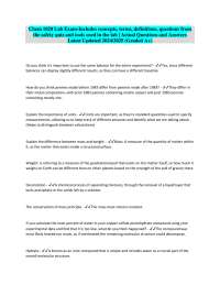 Chem 1020 Lab Exam - Concepts, Terms, and Definitions