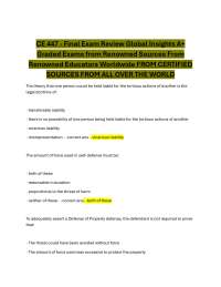CE 447 - Final Exam Review Global Insights A+