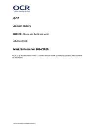 OCR GCE Ancient History H407/12: Athens and the Greek world Advanced GCE Mark Scheme for 2