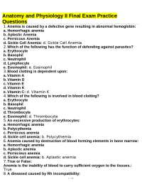 Anatomy and Physiology II Final Exam Practice Questions