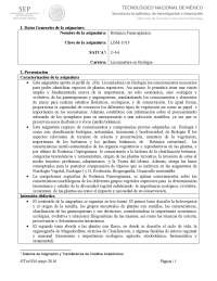 Plan de Estudios de Taxonomía de Plantas Superiores - TecNM mayo 2016