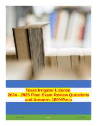 Texas Irrigator License 2024 - 2025 Final Exam Review