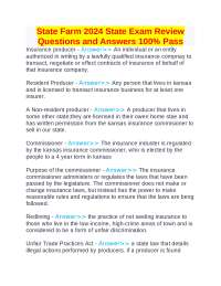State Farm 2024 State Exam Review: Questions and Answers for Insurance Producers