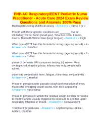PNP-AC Respiratory/EENT Pediatric Nurse Practitioner - Acute Care 2024 Exam Review