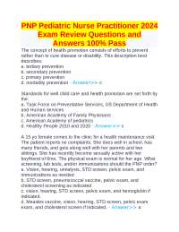 PNP Pediatric Nurse Practitioner 2024 Exam Review Questions and Answers