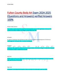 Fulton County Body Art Exam 2024-2025 (Questions and Answers)