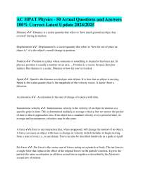 AC HPAT Physics - 50 Actual Questions and Answers 100% Correct Latest Update 2024/2025