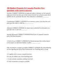AD Banker Property & Casualty Practice Test questions with correct answers