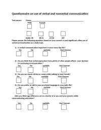 Questionnaire on use of verbal and nonverbal communication