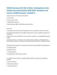FEMA Final Exam ICS 100: IS-100.C: Introduction to the Incident Command System 2024-25. A+