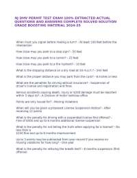 NJ DMV PERMIT TEST EXAM 100% EXTRACTED ACTUAL QUESTIONS AND ANSWERS COMPLETE SOLUTION