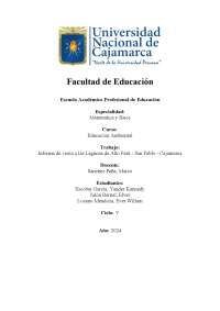 Informe de visita a las Lagunas de Alto Perú - San Pablo - Cajamarca