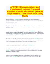 APHY 204 Human Anatomy and Physiology 2  Chapter 17 Final Exam Unity of Form and Function,
