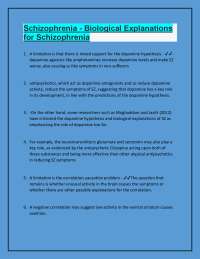 Schizophrenia - Biological Explanations for Schizophrenia Latest Version with Answers