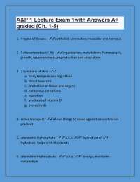 Anatomy and Physiology 1 Lecture Exam 1 with Answers