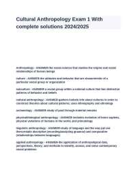 Cultural Anthropology Exam 1 with Complete Solutions