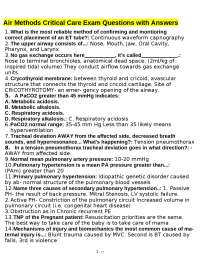 Air Methods Critical Care Exam Questions with Answers
