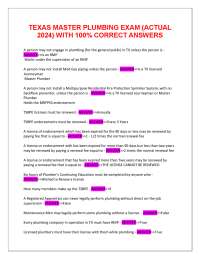 TEXAS MASTER PLUMBING EXAM (ACTUAL 2024) WITH 100% CORRECT ANSWERS