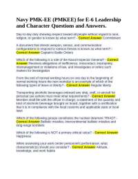 Navy PMK-EE (PMKEE) for E-6 Leadership and Character Questions and Answers