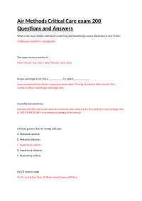 Air Methods Critical Care exam 200 Questions and Answers