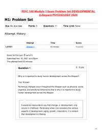 PSYC 140 Module 1 Exam Problem Set DEVELOPMENTAL  (Lifespan) PSYCHOLOGY 2024