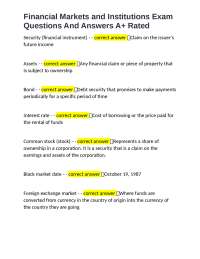 Financial Markets and Institutions Exam Questions and Answers
