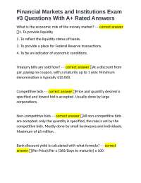 Financial Markets and Institutions Exam #3 Questions With A+ Rated Answers
