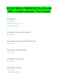 DUBAI RERA BROKER EXAM-with 100% verified solutions | New Update