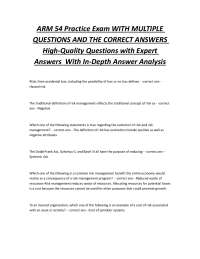 ARM 54 Practice Exam with Multiple Questions and Correct Answers