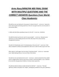 Arms Race/ARM/HN 400 FINAL EXAM WITH MULTIPLE QUESTIONS AND THE CORRECT ANSWERS Questions