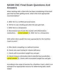 NASM CNC Final Exam Questions and Answers