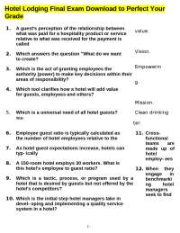 Hospitality Management: Enhancing Guest Experiences