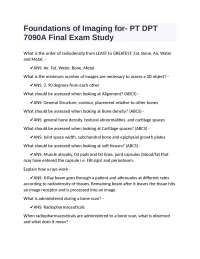 Foundations of Imaging for PT DPT: Final Exam Study