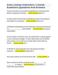 Army License Instructors and Examiners: Questions and Answers