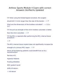 Arthrex Sports Medicine Exam Questions and Answers