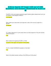 Arthrex Sports IOT Exam (100 out of 100) Questions and Answers (Download to Score an A)