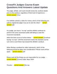 CrossFit Judges Course Exam Questions And Answers Latest Update