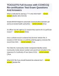 TCIC/LETS Full Access with CCH/CCQ Re-certification Test Exam Questions And Answers