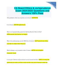 CA Board Ethics & Jurisprudence Exam 2024/2025 Questions and Answers 100% Pass
