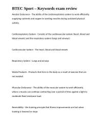BTEC Sport - Keywords Exam Review