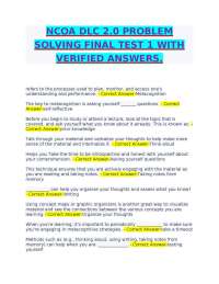 NCOA DLC PROBLEM SOLVING FINAL TEST 1 WITH VERIFIED ANSWERS.