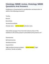 Histology NBME Review: Olfactory Epithelium, Bronchial Tree, and Cellular Processes