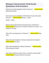 Missouri Government Final Exam: Comprehensive Review
